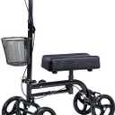 WINLOVE Black Steerable Knee Walker Roller Scooter with Basket Dual Braking System for Angle and Injured Foot Broken Economy Mobility