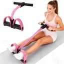 Multifunction Tension Rope, 6-Tube Elastic Yoga Pedal Puller Resistance Band, Natural Latex Tension Rope Fitness Equipment, for Abdomen/Waist/Arm/Leg Stretching Slimming Training (PINK)