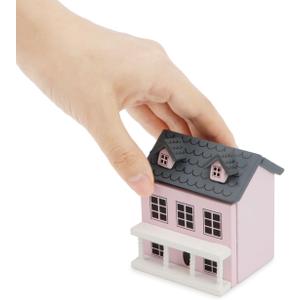 Miniature Cottage for Dollhouse Accessories Desktop Decor Wooden Mini House Storage Decoration Ornament Nice Present for Miniature Lovers (Pink)