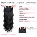Hair Topper 24 Inch Long Wavy Toppers Hair Pieces for Women Thinning Hairs Lace Hand-Tied Hairline Synthetic Heat Resistant Clip in Hairpieces 6"x6"Large Base for Daily Use Balck 3D 360