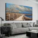 Canvas Wall Art Decor Wall Pictures for Living Room Large Blue Coastal Wall Art Prints Art Work for Wall Decor Oversized Vintage Landscape Wall Art Art Work For Walls Bedroom Home Wall Decor 29"x58"
