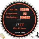 Doyuee Trampoline Mat 12FT，126.8in/ 10.56ft Dia Mat with 72 Rings, Fits 12FT Trampoline Frame Use 5.3"-5.7" Springs, 12ft Replacement Trampoline Mat, Black