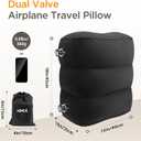 HOMCA Inflatable Travel Foot Rest Pillow (2-Pack) Adjustable Height Leg Pillow Fast Inflating Airplane Bed for Toddlers Footrest Pillow for Office, Airplane, Train, Cars, Home (Black)