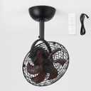 LEDIARY Wall Mount Fan with Remote 10 Inch Small Ceiling Fans with Plug in Cord, 6 Speed, Adjustable Tilt, Wall Mounted Fan Indoor Tabletop for Garage Shop Corner Gym Bedroom Office-Walnut