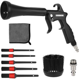 Tornado Air Cleaning Gun with Rubber Guard and Brass, 8-12 Bar High Pressure Air Blow Gun with 2 Set Adjustable Air Flow Nozzle, Vortex Air Cleaning Tool for Quickly Blasts Dirt and Dust from Surface