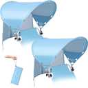 XL Universal Wind-Resistant Chair Umbrella Canopy, Extra Large Foldable UPF 50+ Sun Shade Attachment with Adjustable Clamp, Fits Most Beach, Camping, Lawn, Zero Gravity Chairs, 2 Pack, Patented, Blue_2 Pack