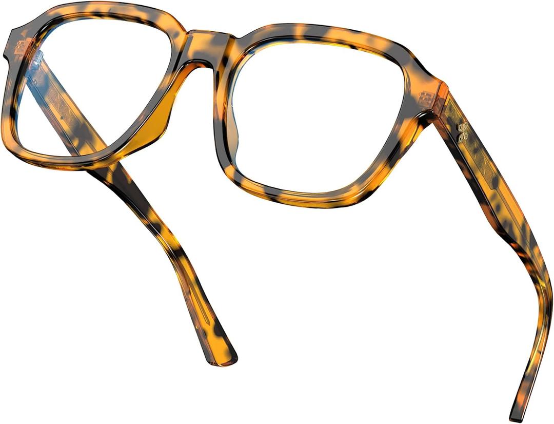 VISOONE Oversized Square Blue Light Blocking Glasses Fashion Computer Eyewear for Women and Men BENNETT (Amber Tortoise)