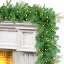 9FT Christmas Garland Decoration, Battery Operated Lighted Pre-lit Garland with Artificial Cypress Pine Needles Timers, Xmas Cedar Garlands for Mantle, Stair, Fireplace, Porch, Outdoor, Table Decor (Prelit Christmas With Lights)