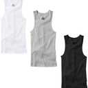 3-6 Pack Men's 100% Cotton Wife Beater A-Shirts Undershirt Plain Ribbed Tank Top (Medium, 3-pack Mixed)