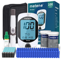 Metene TD-4116 Blood Glucose Monitor Kit, 100 Glucometer Strips, 100 Lancets, 1 Blood Sugar Monitor, Blood Sugar Test Kit with Control Solution, Lancing Device, No Coding, Large Display