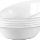 LaGlint 14 OZ (16 OZ MAX) White Opal Glass Cereal Bowl Set of 6, 6.5 inch Dishwasher & Microwave Safe Round Bowls for Soup, Salad and Rice