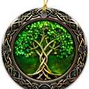 3 x Irish Ornament 2025, the Celtic Tree of Life Ornament Irish Ancestry Symbol Spiritual Home Decor, Pagan Wiccan Symbolism, Celtic Knot Design for Heritage Ceramic Material Christmas Occasion