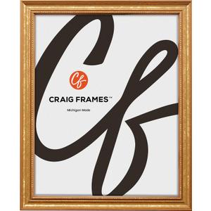 Craig Frames 11x17 Picture Frame Gold Ornate Style, 3/4 Inch Wide Solid Wood Moulding with Vintage Beaded Detail, Glass and Backing Included, Wall Display Frame for Art and Photos