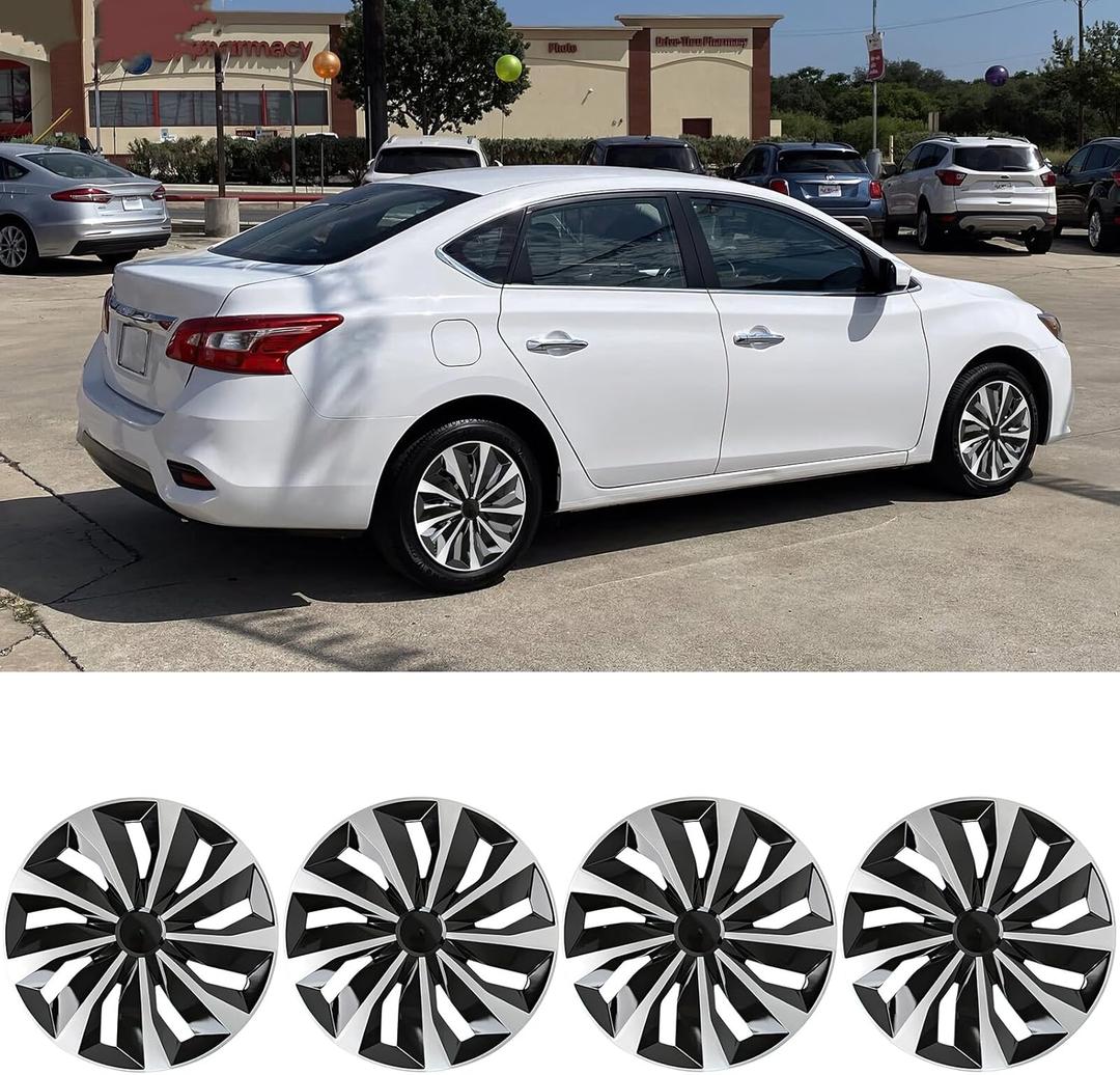 16 inch Hubcaps Set of 4, Automotive Wheel Tire Covers, Wheel Rim Cover Compatible/Replacement with Toyota Volkswagen VW Chevy Nissan Sentra Honda Civic Accord Dodge Ford Kia Cadillac Scion (16 inch Wheel Covers Set Of 4)
