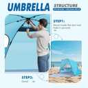 Elegear CumbreX Beach Tent with Canopy 4-6 Person, 1-Second Umbrella-Style Setup Pop Up Sun Shelter Shade, UPF 50+ UV Protection Four-Layer Silver-Coated Lightweight Portable Beach Cabana - Aqua Blue