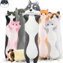 Long Husky Plush Pillow, 27.6in Cute Dog Plushie Stuffed Animals Body Pillow, Kawaii Husky Soft Plushie Doll Toy Birthday Gift for Kids Girlfriend