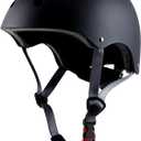 Skateboard Bike Helmet, Lightweight Adjustable, Multi-Sport for Bicycle Skate Scooter, 3 Sizes for Adult Youth & Kids (Large: 57-61 cm / 22.4"-24", Matte Black)