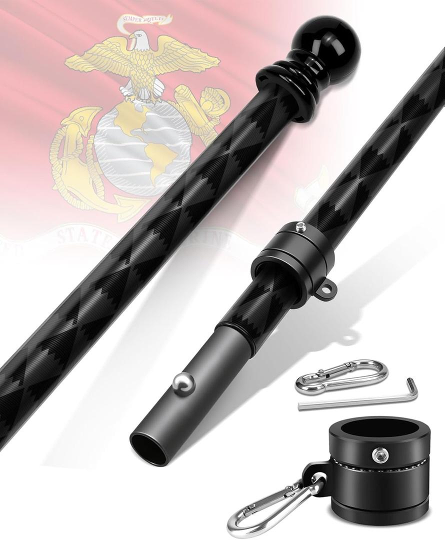 6FT Flag Pole for Outside House, Outdoor Flag Pole with Carbon Fiber, 2-Section Non-Wrapping Heavy Duty Design, Flagpoles for Porch, Residential, Garden Yard, Rustproof & Bend/Wind-Resistant