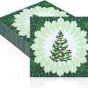 Christmas Paper Napkins Set 80 Pieces Green Christmas Tree 13in Paper Disposable Party Napkins, Vintage Dinner Napkins for Christmas Party, New Year Party 2025 Party Table Decorations
