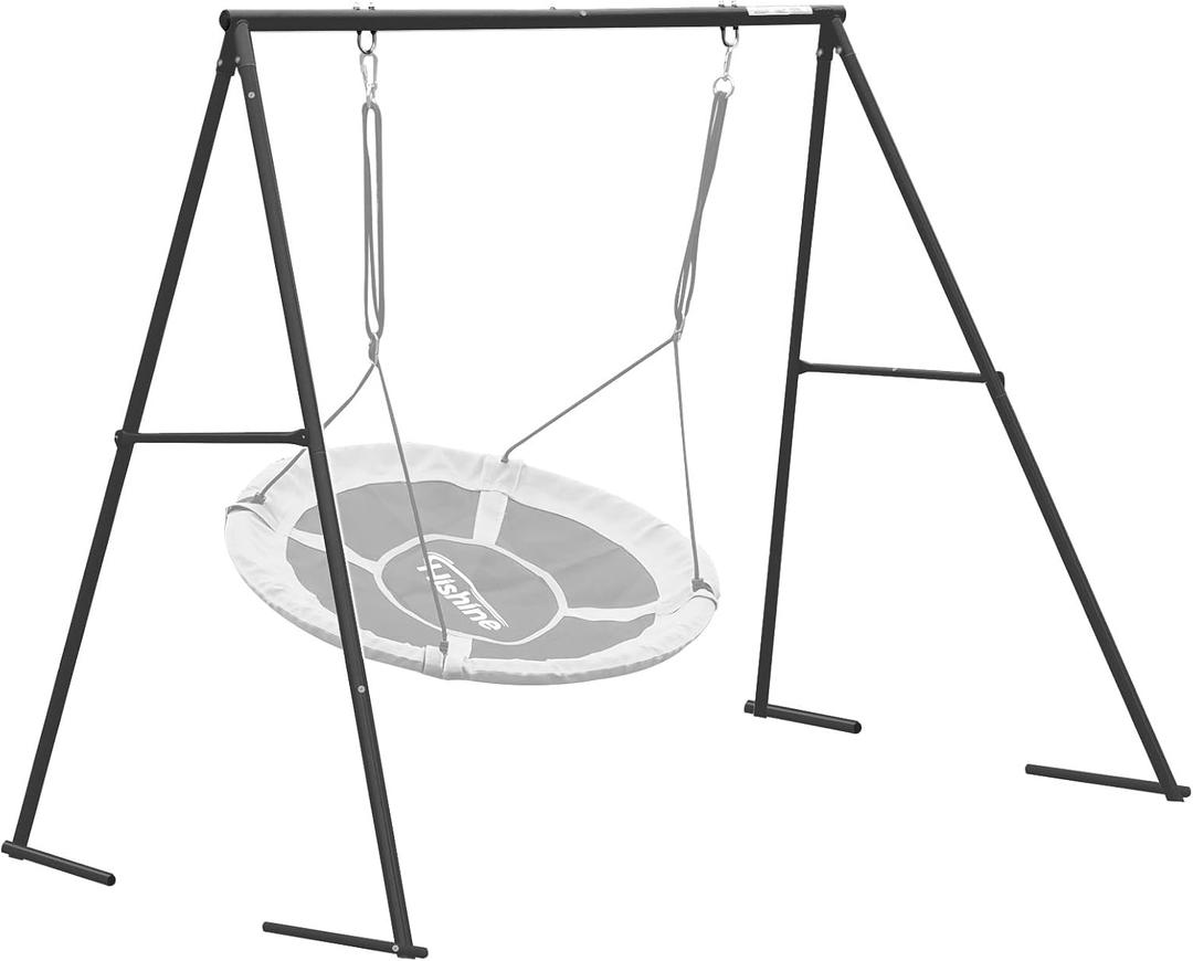 440lbs Swing Stand A Frame Heavy Duty, 71 Height Full Metal Swing Frame,Anti-Rust and All Weather Resistance,Suit Saucer Swing,Swing Chair for Kids in Backyard,Outdoor (Black Frame Without Swing)