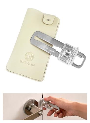 Greatim Portable Door Lock for Travel Hotel Safety, Stainless Steel Security Lock, Compact Safety Lock for Room Door, Universal Portable Travel Door Lock for Room Security