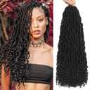 Faux Locs with Curly Ends 18 inch Faux Locs Crochet Hair 7 Packs Soft Locs with Curly Ends 12 Strands Pre looped Crochet Hair Extensions 1B