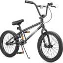 KORIMEFA Freestyle BMX Bike 18 20 inch Kids Boys Trick Bicycle for 7-12 Years Old, Pro Pegs/Guro Could Choose, Hi-Ten Steel Frame, Beginner-Level to Advanced Riders (Black)