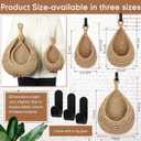 Honeydak Boho Decor Hanging Wall Baskets for Kitchen 3 Pack Teardrop Baskets with Hooks Storage Fruit Onion Vegetable Potato for Home 3 Sizes(Light Linen,Teardrop,Cotton Rope)
