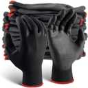 Ultra-Thin PU Coated Work Gloves 12 Pairs Breathable High Dexterity Gardening Warehouse Assembly Precision Tasks (Medium, Black)