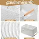 Ziliny 4 Pcs Plastic Mesh Baskets with Handles - Mesh Storage Hanging Organizer Bin Container Baskets for Home Organizing Pantry Closet Cabinet Kitchen Fridge Fruit Snacks Gifts, Grey(Medium)