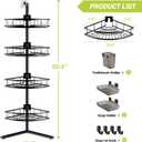 Aitatty Corner Shower Caddy Standing: 4-tier Rustproof Shower Organizer Shelf - Floor Shower Corner Shelf Rack Stand for Bathroom Black