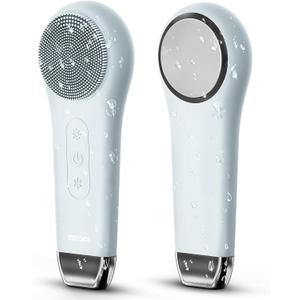EZBASICS Facial Cleansing Brush face Scrubber Waterproof Face Scrub Brush for Men & Women Rechargeable Face Brushes for Facial Electric Silicone Face Scrubber Cleanser Brush 1 Pack+3 Modes Light Grey