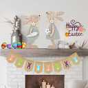 4 x Easter Decorations for the Home Wooden Bunny Decor Sign Farmhouse Rabbit Tiered Tray Decor Easter Rabbit Table Decorations For Party Desk Office Farmhouse Home