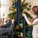 6 Pcs Vintage Velvet Christmas Bows - 23.6 x 15.7 Inch Rustic Large Wreath Bow for Xmas Tree Topper Garland Swags Staircase Fireplace Mantel Wedding Home Decor (6, Navy Blue)