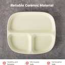 OMISTAR 2 Pcs Portion Control Plates, 8.5" Ceramic Divided Plates for Adults, Rectangles Porcelain Dinner Diet Plate, Milkyellow Ceramic Plate for Balanced Meals, Diabetes and Weight Loss Diet