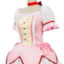 COLSA Women Girls Pink Dress Cosplay Costume Anime Uniform Skirt Halloween Outfits with Gloves Socks (Pink, M)