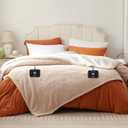 Westinghouse Queen Size Electric Blanket, Flannel to Sherpa Reversible, Heated Blanket Queen with Dual Control 10 Heating Settings & 1-12 Hours Auto Shut Off, Machine Washable, (84" x 90", Beige)