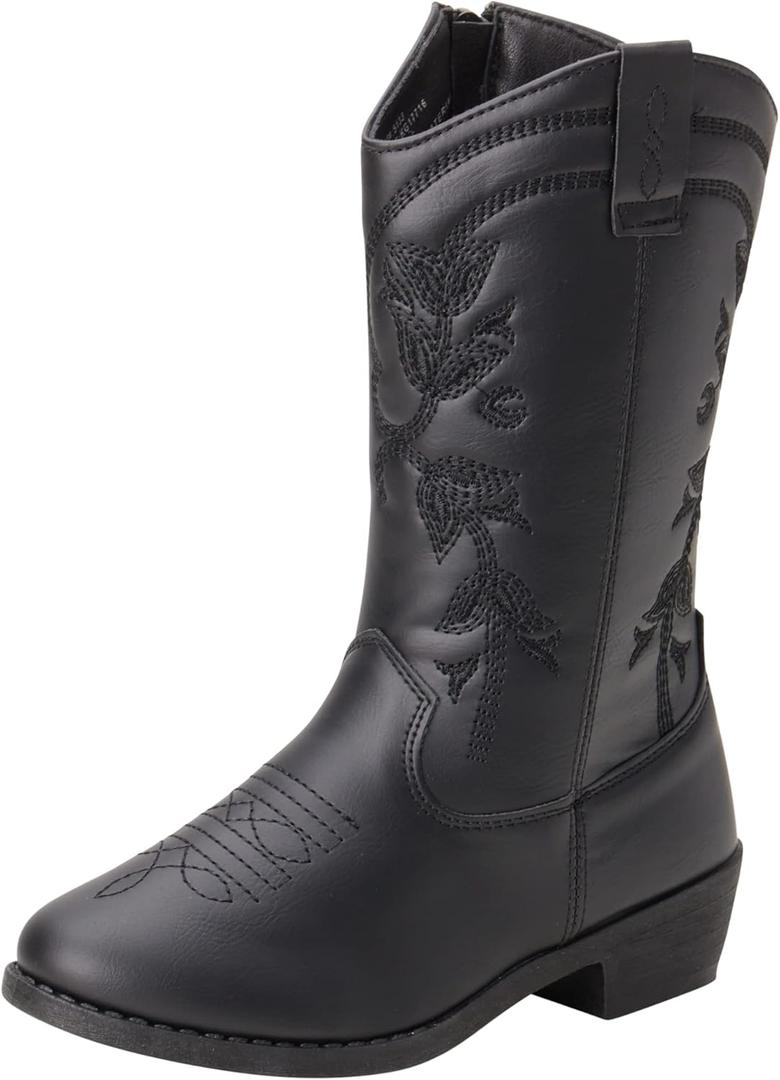 Boots - Girls' Western Cowboy Boots (Toddler/Girl) (3 Big Kid, Classic Black)