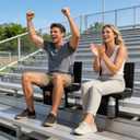 OLIXIS Stadium Seats 2 Pack with Back Support, Bleacher Chairs with 3.15" Thick Padded Comfortable, Wide Portable Lightweight Folding Seat for Sports Events, Concerts, Outdoor Activities, Black
