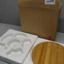 SOUJOY 11'' Lazy Susan Serving Tray, Porcelain 360 Rotatable Serving Tray and Platters, Removable Divided Serving Dishes, Party Relish Bowl for Chip, Dip, Veggies, Candy and Snack, Cheese, 7 Pieces