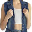 Women's Slim All-match Lapel Blue Denim Vest Jacket Vest (Blue, S) … (Blue, S)