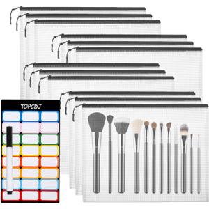 12pcs Mesh Zipper Pouch Bags, A5 Storage Bag for Organizing, File Bags for Office, Board Games and Home Supplies (69, Black)