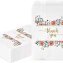 DjinnGlory 150 PCS Mini Paper Treat Bags 5 x 7 Inches, Tiny Watercolor Floral & Thank You Flat Paper Treat Bags for Wedding Baby Shower Party Sweets Snacks Cookie Popcorn Candy Buffet