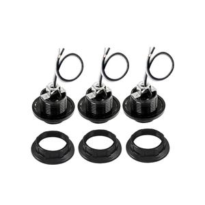 TWDRTDD E26 Medium Base Light Socket with Shade Ring, UL Listed Pre-Wired Lead 6 Inches Lamp Holder, Black (Riveting Type, 3)