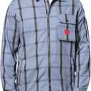 HUGO Men's Cotton Mix Canvas Zip Up Overshirt Button Down Shirt, Amalfi Blue Plaid