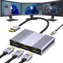 DisplayPort to HDMI Adapter 1 in 3 Out | 4K60Hz, DP Source to HDMI Splitter Extended Display port splitter for 3 monitors, MST Hub for Desktop,Laptop,NVIDIA, AMD Graphics Card - MACOS Not Support MST