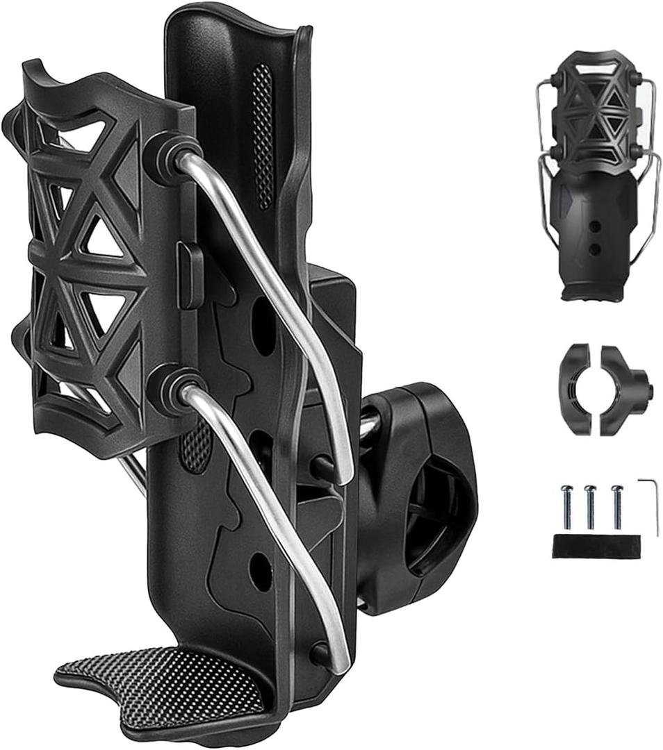 Adaptive Bike Cup Holder Motorcycle Bicycle Water Bottle Holder Bicycle Bumper Cup Holder 360 Rotation Fit Adaptive Cycling & Motorcycle Cup Holder with Automatic Clamping (Mysterious Black)