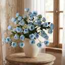 6 Pcs Peonies Artificial Flowers Faux Peony Stems for Vase 30" Light Blue Fake Peonies Branches for DIY Bouquet Centerpieces Wedding Arrangements Shower Office Decor