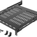 Tecmojo 1U 4-Post Vented Server Rack Mount Shelf,13.8in Deep with Adjustable Depth 13.8-23.6inch,Supports to 242 lbs,Universal Tray for 19 Inch AV/Network Equipment Rack,Black