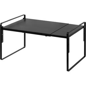 Nxconsu Cabinet Shelf Expandable Height Adjustable Organizer Riser for Kitchen Cabinet Pantry Cupboard Under Sink Countertop Organization Storage Space Saver Stackable Heavy Duty Metal Black XL (10.3D * 13.8-24.8W * 9.7H)